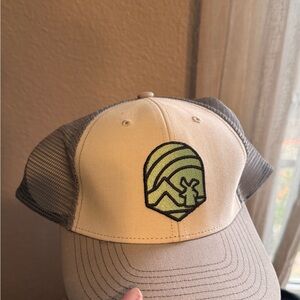 Dutch Bros Cream and Gray Trucker Hat with Mountain Logo